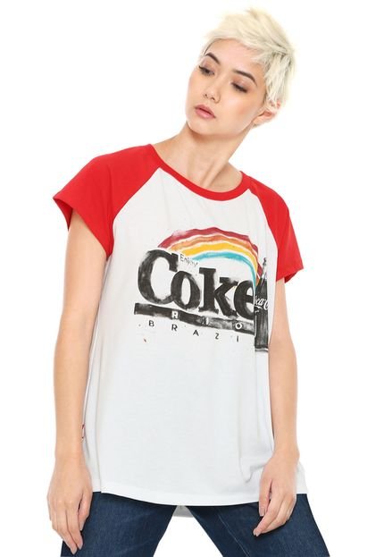 Camiseta Coca-Cola Jeans Enjoy Branca/Vermelha - Marca Coca-Cola Jeans