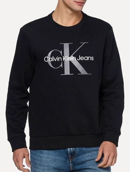 Moletom Calvin Klein Jeans Masculino Crewneck Issue Monograma Preto - Marca Calvin Klein