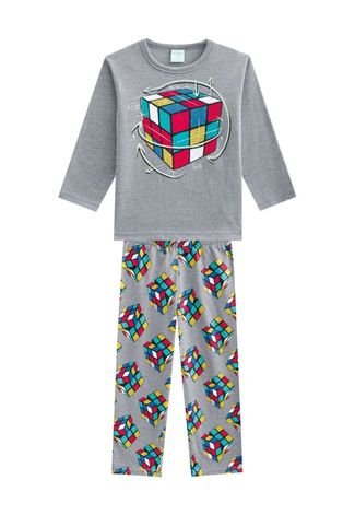 Pijama Infantil Menino Camiseta   Calça Kyly Cinza