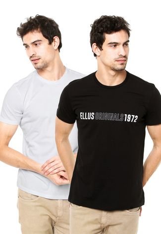 Kit Camiseta Ellus Fine 2 Peças Preto/Branco