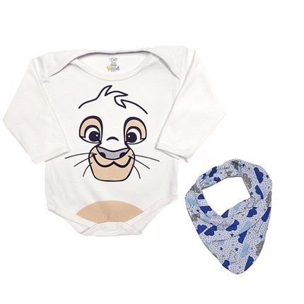 Kit 2Pçs Presente Maternidade Roupa de Bebê Body E Bandana Azul - Marca Koala Baby