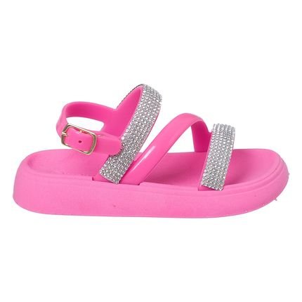Sandália Infantil Menina Footz Nuvem Slide Com Strass Pink - Marca Footz