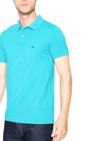 Camisa Polo Tommy Hilfiger Slim Fit Azul