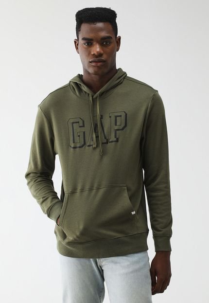 Blusa de Moletom Flanelada Fechada GAP Logo Verde - Marca GAP