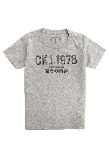 Camiseta Calvin Klein Kids Infantil Lettering Cinza - Marca Calvin Klein Kids