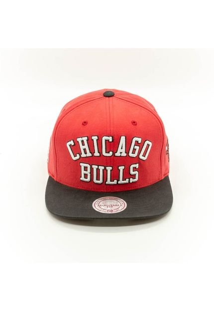 Boné Mitchell & Ness Aba Reta Snapback Wordmark Chicago Bulls Vermelho - Marca Mitchell & Ness