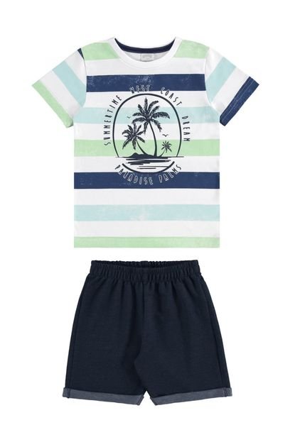 Conjunto Infantil Alakazoo Bermuda e Camiseta Summer Time Azul - Marca Alakazoo