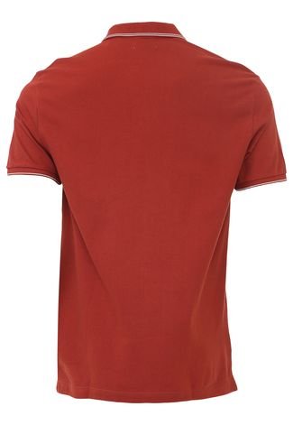 Camisa Polo Calvin Klein Reta Frisos Vermelha