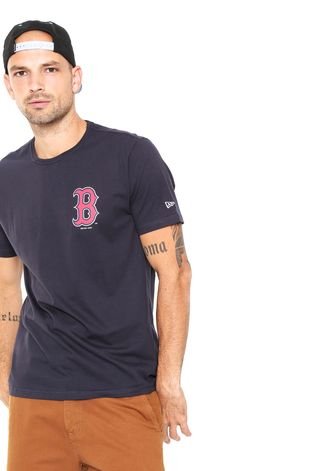 Camiseta New Era Logo Boston Red Sox Azul Marinho