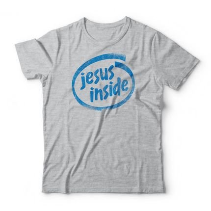 Camiseta Jesus Inside - Mescla Cinza - Marca Studio Geek 