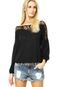 Blusa Calvin Klein Jeans Renda Preta - Marca Calvin Klein Jeans