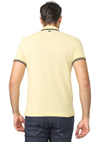 Camisa Polo Lacoste L!VE Reta Frisos Amarela/Preta
