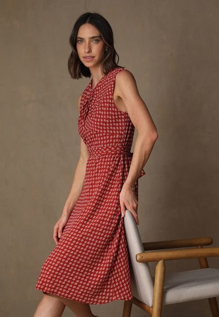 Vestido Lauren by Ralph Lauren Midi Crepe Vermelho - Marca Lauren Ralph Lauren