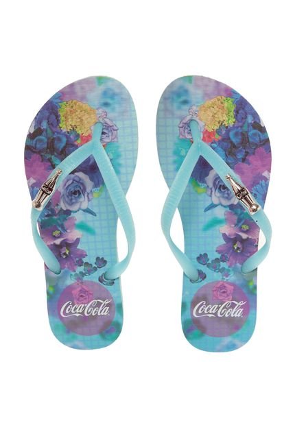 Chinelo Coca Cola Shoes Miracle Flower Blur Azul - Marca Coca Cola