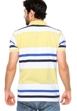 Camisa Polo Aleatory Faixas Amarelo/Branco