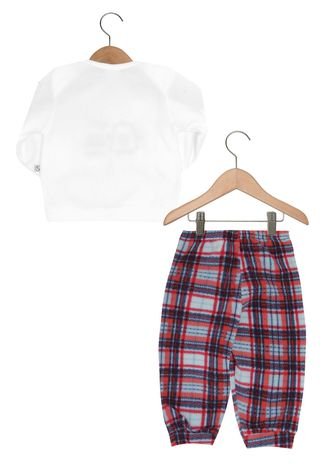 Pijama Ami de Lit Longo Baby Xadrez Branco/Vermelho