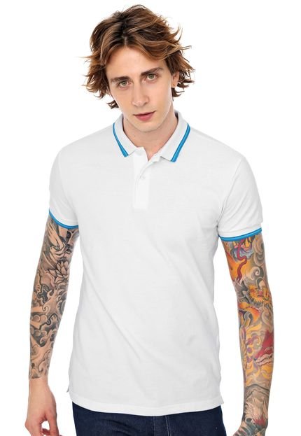 Camisa Polo Colcci Reta Frisos Branca - Marca Colcci