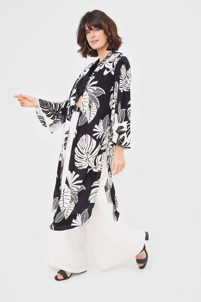 Kimono Dress to Amalfi Preto/Off-White - Marca Dress to