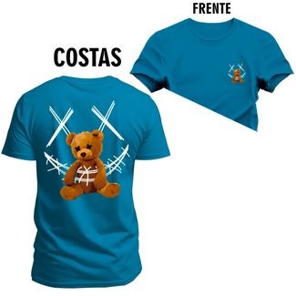 Camiseta Plus Size Unissex Premium T-shirt Ted Bad Frente Costas - Azul