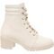 Bota Coturno Feminina Cano Baixo Tratorada Salto Confortável Off White - Marca Stessy Shoes