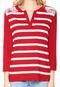 Blusa Marialícia Listrada Vermelha/Branca - Marca Marialícia