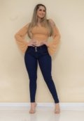 Calça Jeans Skinny Elegante Feminina Azul Escuro Com Botões Confortável Tecido Premium - Marca GARAIS MODA