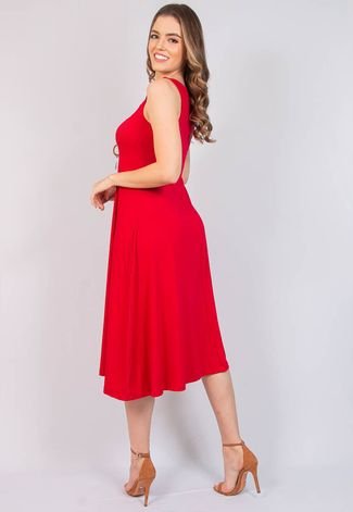 Vestido Maria Paes Midi Vermelho