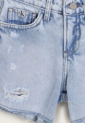 Short Infantil Jeans Calvin Klein Kids Rasgos Azul