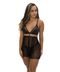 Camisola IMI Lingerie Tule Calcinha Fio Dental Juliette Preta  Preto - Marca IMI LINGERIE