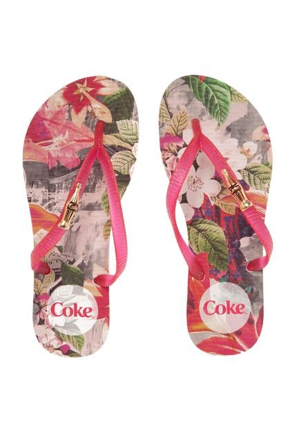 Chinelo Coca Cola Shoes Poá Coke Forest Branco/Rosa - Marca Coca Cola