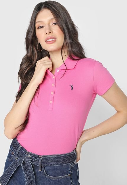 Camisa Polo Aleatory Bordado Rosa - Marca Aleatory