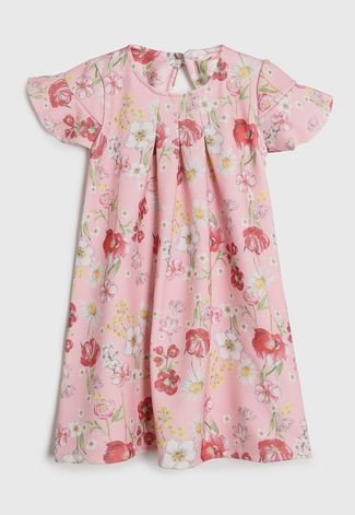 Vestido Colorittá Infantil Floral Rosa