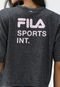 Camiseta Cropped Fila Reta Over Essential Floati Grafite - Marca Fila