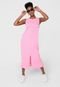 Vestido Hering Midi Fenda Rosa - Marca Hering