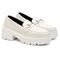 Mocassim Feminino Tratorado Oxford Plataforma Blogueira Off White - Marca MeA Shoes