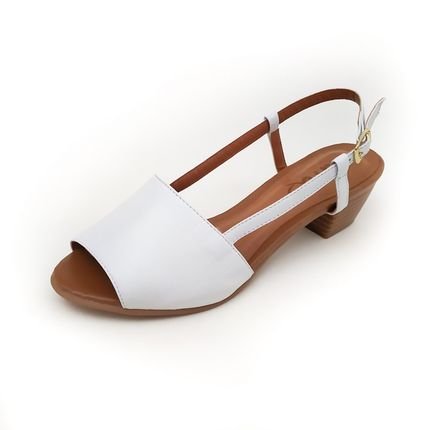 Sandália de Salto em Couro Amo Calçados Mimi Branca - Marca Amo Calçados