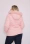 Jaqueta Plus Size para Inverno Bobojaco Nylon Capuz Removível Rosa - Marca Cia do Vestido