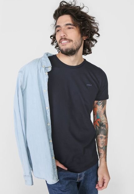 Camiseta Colcci Bordado Azul-Marinho - Marca Colcci