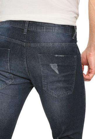 Calça Jeans Opera Rock Slim Destroyed Azul