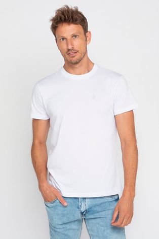 Camiseta Masculina Bordado Cinza Polo Wear Branco