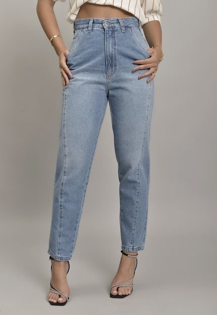 Calça Jeans Mom Feminino com Recorte e Elástico Dialogo Jeans - Marca Dialogo Jeans