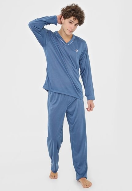 Pijama Masculino Linha Noite Longo Inverno Azul - Marca Linha Noite