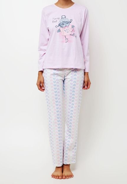 Pijama Pzama Funny Rosa/Off-White - Marca Pzama