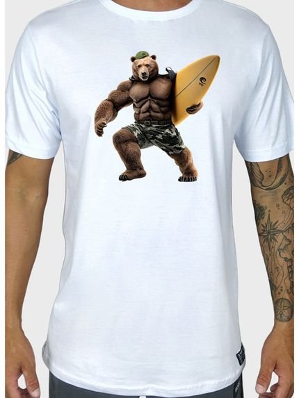 Camiseta Masculina Surfing Bear Algodão Prime WSS - Marca WSS Brasil
