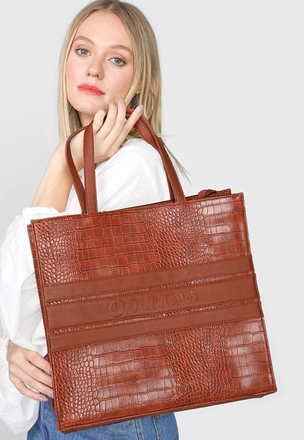 Bolsa Dumond Croco Caramelo - Marca Dumond