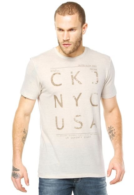 Camiseta Calvin Klein Jeans Original Bege - Marca Calvin Klein Jeans