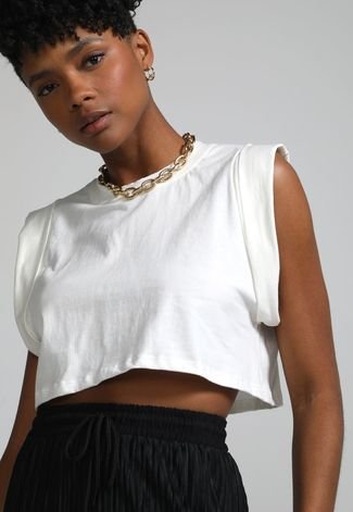 Camiseta Cropped Forever 21 Muscle Branca