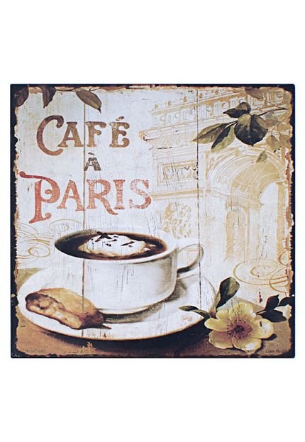 Placa De Metal Goods Br Cafe à Paris Oldway Bege - Marca Goods Br