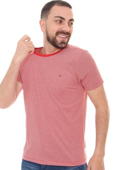 Camiseta Aramis Masculina Meia Malha Listrada Vermelha - Marca Aramis