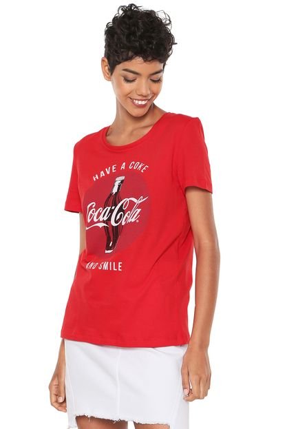 Camiseta Coca-Cola Jeans Reta Estampada Vermelha - Marca Coca-Cola Jeans